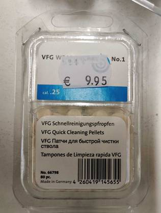 VFG 535 6,35 Ilmakiväärin puhdistustulppa - VFG Puhdistushuopatulpat - 375303 - 1